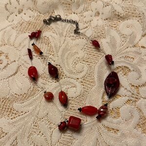 Chicos Elegant Red Beaded Necklace